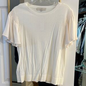 NWT LOFT Women's Cream Short Sleeve Sweater